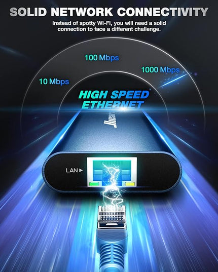 Hiearcool USB C Hub, 8in1 USB-C to 4K 60Hz HDMI Docking Station, USBC Ethernet Multi-Port Adapter 100W PD Dock Compatible for MacBook Pro Air M1 Dell HP Lenovo and Other C Devices-Midnight Blue