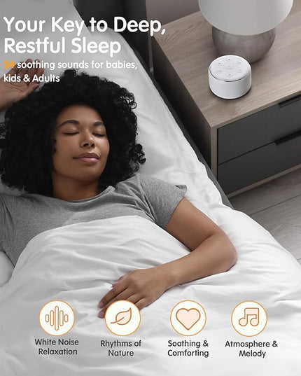 FamiSym White Noise Sound Machine Baby for Sleeping with Night Light – 34 Soothing Sounds, Rechargeable White Noise Machine for Kids Adults, Portable Lullaby Sleep Machine Baby Soother Home Travel