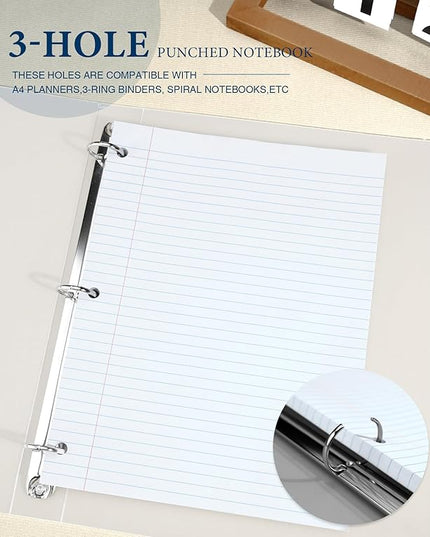 PINJINGPRO Loose Leaf Paper, Notebook Paper, 8 x 10.5 College Ruled Paper, 3 Hole Punch Binder Paper, Lined Paper for 3 Ring Binders, College Ruled Paper, 100 Sheets/Pack Filler Paper (2 Pack)