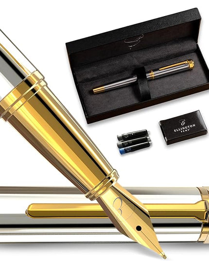 Ellington Pens Luxury Fountain Pen Set - Extra Fine Nib - Includes 3 Ink Cartridges, Refillable Ink Converter, Gift Box - Fountain Pens For Writing, Calligraphy, Journaling (The Presidential Oath)