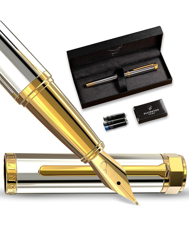 Ellington Pens Luxury Fountain Pen Set - Smooth Medium Nib - Includes 3 Ink Cartridges, Refillable Ink Converter, Gift Box - Fountain Pens For Writing, Calligraphy, Journaling (The Presidential Oath)
