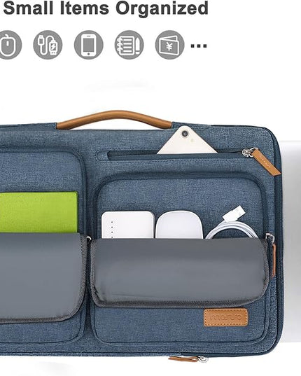 MOSISO 360 Protective Laptop Case 15 inch, 15 inch Laptop Sleeve Compatible with MacBook Air M4 M3 M2 2025 2024 2023, Dell XPS Plus, Side Open Carrying Case with 4 Zipper Pockets&Handle, Haze Blue