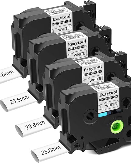 4 Pack Compatible for P-Touch Heat Shrink HSe-251 HSe251 HS251 HS251 23.6mm 0.92 Wire Cable Tube Label Tubing Tape Black on White for PT Ptouch PT-300 H500 E500 E550W D600 P710BT P750W Label Printer