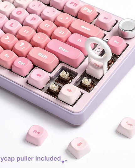 YUNZII 140 Keys MOA Keycaps, Dye-Sublimation PBT Custom Keycap Set for MOA Profile, Cute Purple Gradient Keycap for MX Switches Mechanical Gaming Keyboard(Purple)