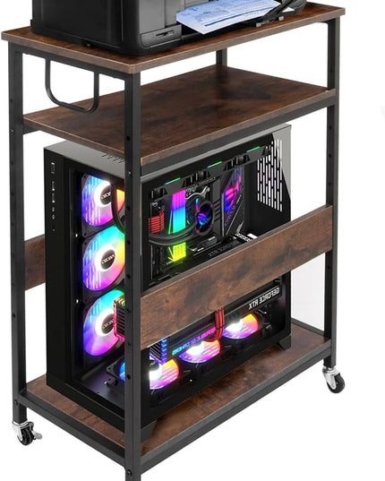 Extra Large Height Adjustable Computer Tower Stand, Computer & Machine Carts, PC Tower Stand, Printer Stands with Steel Wheels, Holds Up to 110 lbs (Fits 11" D x 22" W x 24.5" H Towers)