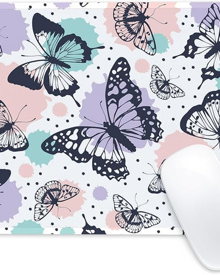 Butterfly Square Mouse Pad,Non-Slip Rubber Base Mouse Pad,Home Office Decoration Desktop Accessory,Laptop Mouse Pad for Office Laptops,9.4x7.8x0.12in