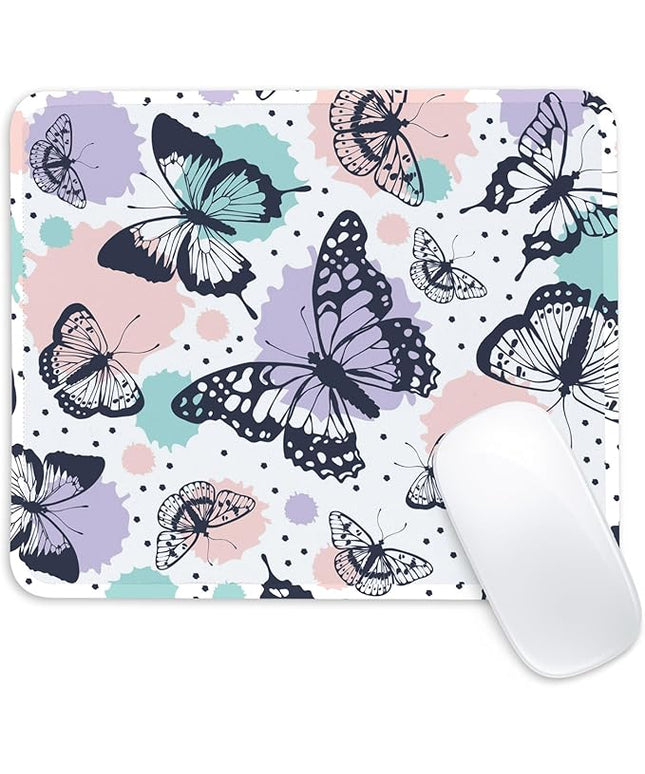 Butterfly Square Mouse Pad,Non-Slip Rubber Base Mouse Pad,Home Office Decoration Desktop Accessory,Laptop Mouse Pad for Office Laptops,9.4x7.8x0.12in