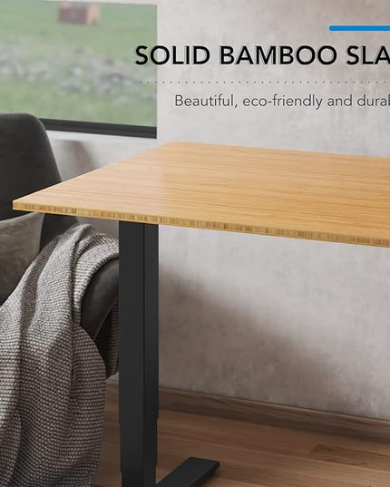 FlexiSpot E6 Bamboo 3-Stage Dual Motor Electric Standing Desk 55 x 28 Sit Stand Up Desk, Holds 220 lbs, Adjustable Height w/ Memory Presets, Solid Bamboo Desktop & Black Frame, Ships in 2 Boxes