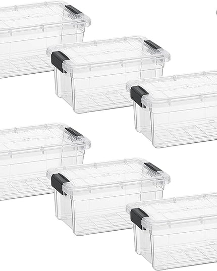 Superio Clear Storage Bins with Lids, Stackable Storage Box with Latches and Handles, Extra Small, 6 Pack 1.75 Quart