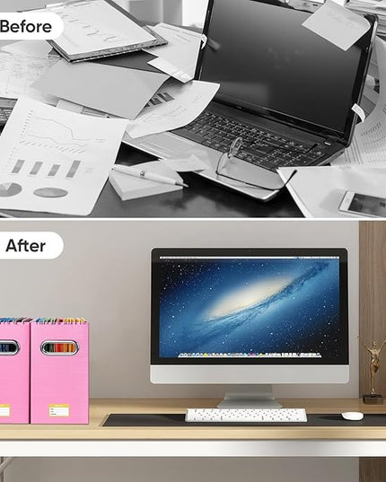 BALEINE File Organizer Box, Cardboard File Folder Organizer with Handle for Letter Size, Portable Collapsible Hanging Filing Box for Home Office Document Storage (4 Pack, Pink)