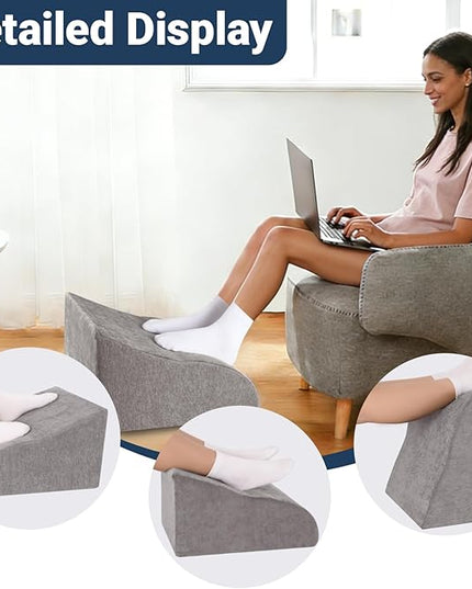 Foot Rest for Under Desk at Work, Ergonomic Under Desk Footrest with Washable Cover for Office, Home & Gaming Leg Elevation Pillow Dark Gray