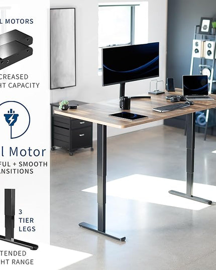VIVO Electric 71 x 36 in Dual Motor Sit Stand Desk, Memory Height Adjustment, 2B Series, Reclaimed Wood Top Black Frame, DESK-KIT-2B7P-36