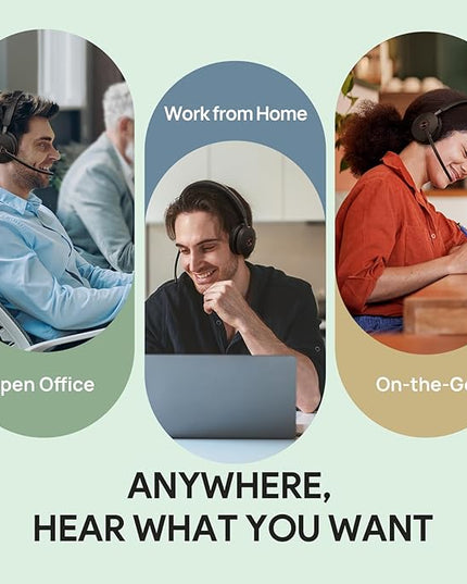 Yealink BH74 with Stand Active Noise Canceling Wireless Headset with Mic for Work, 6-mics Hybrid ANC Microsoft Teams Premium Open Ofﬁce Certified Headsets Bluetooth 5.3, up to 32h Talk, UC Compatible