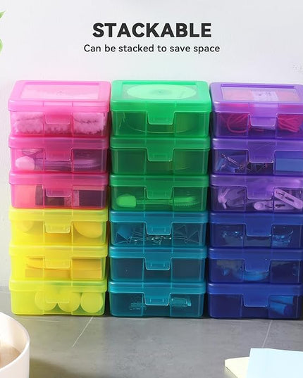 novelinks 18 Pack Small Plastic Storage Containers Color Arts & Crafts Storage Boxes & Organizers Stackable Small Containers With Lids For Organizin (Set 2)