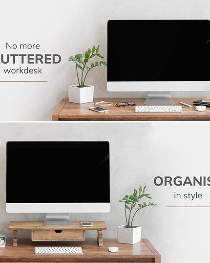 Anji Mountain Monitor Stand - Desktop Organizer & Laptop Riser, Ergonomic Monitor Riser, Space-Saving Monitor Stand for Desk, Durable Construction, Easy Assembly, Ideal for Home & Office