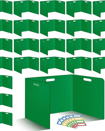 24 Pcs Desk Dividers for Students Classroom Plastic Privacy Folders Green Test Dividers for Students Desks Trifold Privacy Panel Partitions for School Teacher Supplies (24pcs Green)