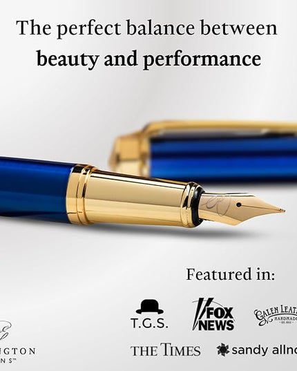 Ellington Pens Luxury Fountain Pen Set - Extra Fine Nib - Includes 3 Ink Cartridges, Refillable Ink Converter, Gift Box- Fountain Pens For Writing, Calligraphy, Journaling, Sketching (The Nautilus)