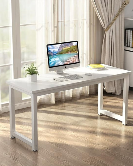 Tribesigns Computer Desk, 63 inch Large Office Desk Computer Table Study Writing Desk for Home Office, White