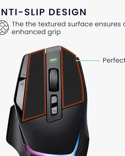 kwmobile Mouse Grip Tape Compatible with Logitech G502 X Plus Grip Tape - Non-Slip Faux Leather - Black