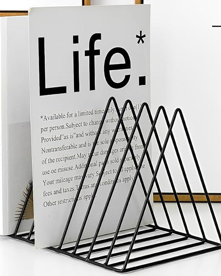 Sooyee 2 Pack 9 Slot Black Magazine Holder,Desktop File Sorter Organizer Triangle Bookshelf Decor Home Office