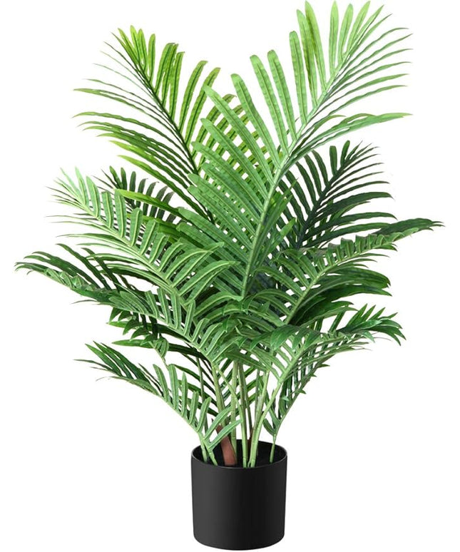 Fopamtri Fake Majesty Palm Plant 3 Feet Artificial Majestic Palm Faux Ravenea Rivularis in Pot for Indoor Outdoor Home Office Store, Great Housewarming Gift