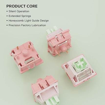 Outemu White Peach V3 Pro Slient Switches,5 Pin 40gf Quiet Pre-lubed Dustproof Linear Switch,Suitable for MX Mechanical Gaming Keyboards(45Pcs)