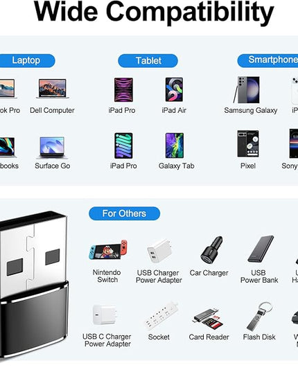 𝟒𝐏𝐚𝐜𝐤 𝐔𝐩𝐠𝐫𝐚𝐝𝐞𝐝 USB to USB C Adapter,Type-C Female to A Male Charger Converter for iPhone 17 Charger,iWatch Ultra SE 9 10,iPhone 17 Pro Max 16 15 14,Samsung S25,AirPods,iPad,Car,Xbox