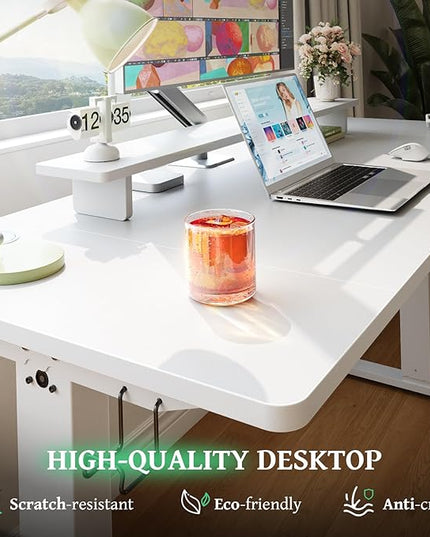 SIAGO Electric Standing Desk Adjustable - 48 x 24 Inch Sit Stand up Desk with 0.8 Inch Thick Tabletop - Adjustable Height Table with 3 Memory Preset, Cable Management for Home Office