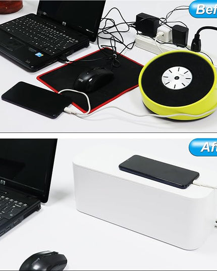 Power Strip Cover Box - Hide Power Strip for TVs and Computers, Electrically Safe Cord Organizer Box, Cord Box Crafted from Durable ABS Material (2pack,White)