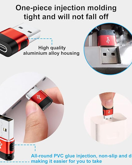 USB to USB C Adapte Multi Color 8-Pack,USBC Female USBA Male Adapter,USB-A Charger Type-C Cable Converter for iPhone 17 16 15 14 Plus Pro Max,iPad Pro Air 4 Mini 6,Samsung S25 S24 S23