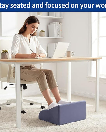 Foot Rest for Under Desk at Work Ergonomic Under Desk Footrest，Support Foot Pillow Double-Sided Footstool， for Office, Home & Gaming Leg Elevation Pillow Blue