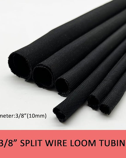 Braided Split Wire Loom Black Wire Cover Protective Harness Tubing Cable Management Self Wrap Cord Sleeve Mesh Woven 3/8"-35ft