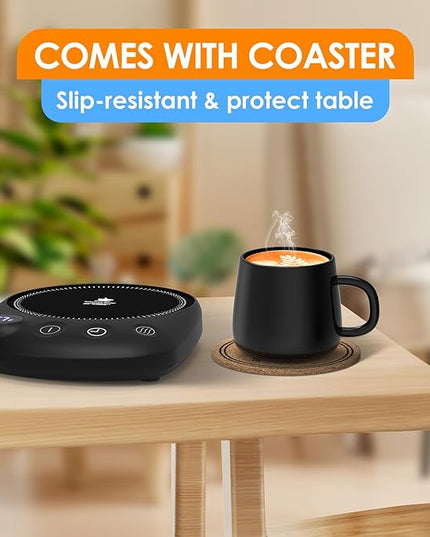 KitchekShop Coffee Mug Warmer - Fastest Heating & Highest Temperature, Coffee Cup Warmer for Desk Auto Shut Off, 4 Temp Settings & 1-12H Timer, Smart Electric Beverage Warmer for Coffee, Tea (Black)
