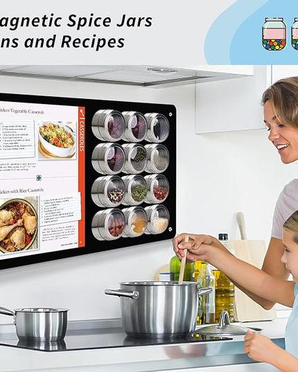 Magnetic Board, 17.1" x 11.8" Magnet Display,for Magnets and Bulletin Board,Suitable for Wall, Refrigerator, Compartment, Cabinet etc,Comes with Dual Lock Tape for Easy Hanging (Black)