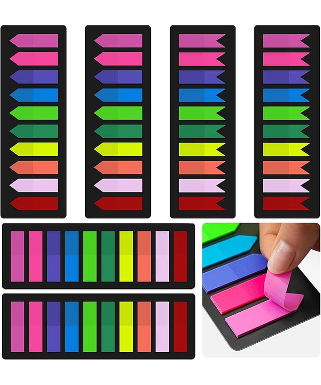 KICNIC 1500 Pieces Page Markers Sticky Index Tabs, Arrow Flag Tabs Self Adhesive, Colored Notes Tab Stickers for Notebook, Documents, Books [10 Colors, 3 Designs] Sticks Securely, Removes Cleanly
