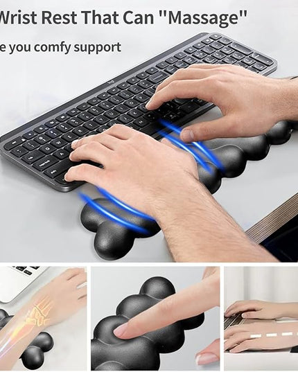 Wrist Rest for Keyboard and Mouse, Upgrade Enlarge Mouse Pad Wrist Rest, Ergonomic Memory Foam, Non-Slip Base for Computer Gaming & Office Work, 2 Piece Set, Clouds Black (17.71x3.15+6.29x3.15 inch)