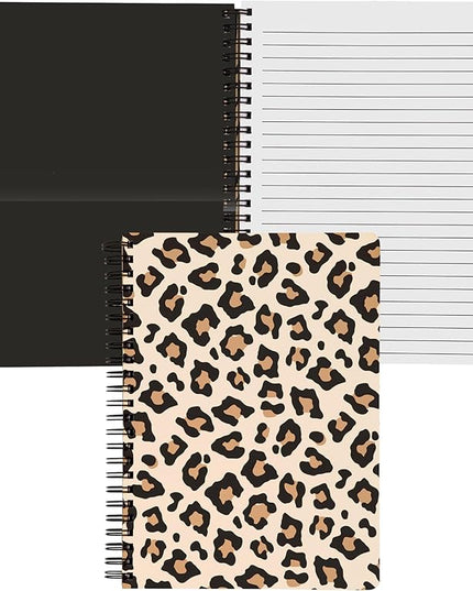 Steel Mill & Co Cute Mini Spiral Notebook, 8.25" x 6.25" Journal with Durable Hardcover and 160 Lined Pages, Leopard