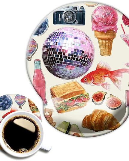 Ergonomic Mouse Pad with Wrist Support,Mouse Pad with Wrist Rest,Relieve Wrist Pain Mousepad Non-Slip Rubber Base,Mouse Pads for Desk,Computers,Laptop,Office,Home,Accessories Pink Stickers