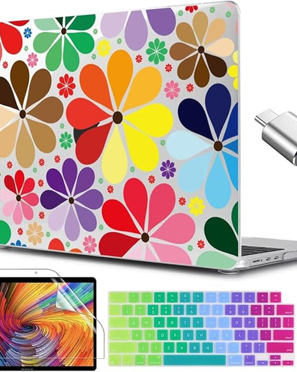 CISSOOK Compatible with MacBook Air 13.6 inch Case 2025 2024 2023 2022 Release A3240 A3113 A2681, Plastic Hard Shell Case Keyboard Cover Set for MacBook Air 13 inch M2 M3 M4, Colorful Floral