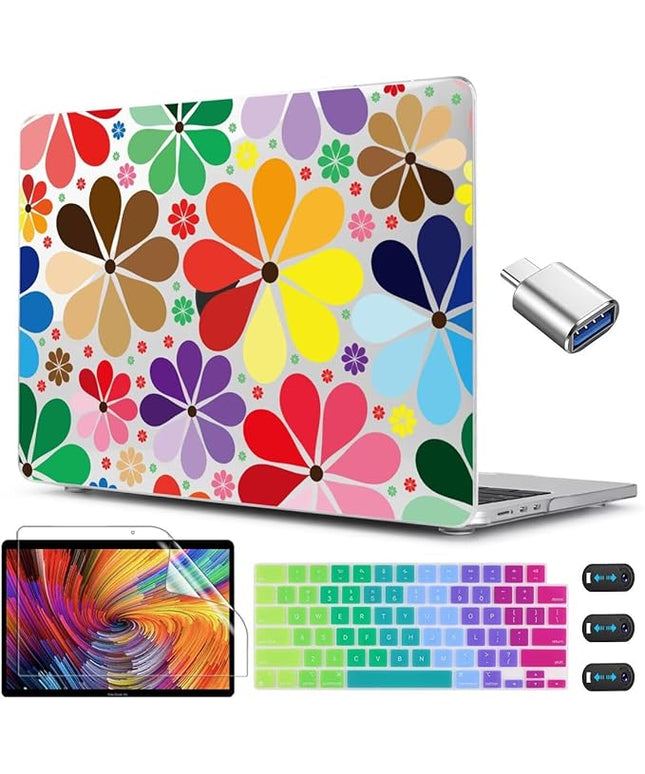 CISSOOK Compatible with MacBook Air 13.6 inch Case 2025 2024 2023 2022 Release A3240 A3113 A2681, Plastic Hard Shell Case Keyboard Cover Set for MacBook Air 13 inch M2 M3 M4, Colorful Floral