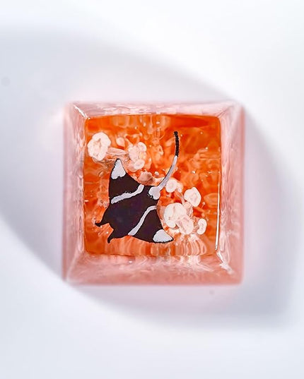 Manta Ray Artisan Keycap Orange Ocean Coral R1 SA Profile Custom Sea Creatures Keycaps 1U ESC Handmade Gaming Resin Key Cap Cherry MX Switch Compatible Mechanical Keyboard Manta Ray Lover Gift