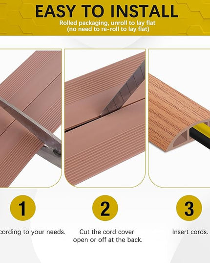 Floor Cord Cover 3.3FT Cord Covers for Wires on Floor Protect Wires & Prevent Trip Hazards, Easy to Cut for Home, Office, School, Concerts, Cavity W0.6in x H0.32in