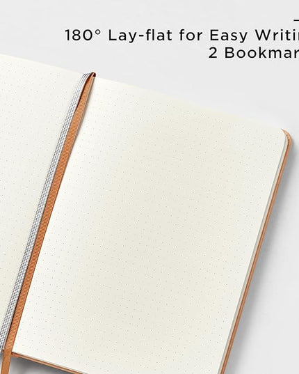 &And Per Se Dotted Journal Notebook, A5 Hardcover Leather Bullet Dotted Journal, 160 Pages 100 gsm Thick Paper, 3 Sheets of Stickers Included- 5.7'' x 8'' (Light Brown)