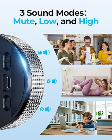 USB Rechargeable Magnetic Kitchen Timer for Cooking, Building 800mAh Battery Large Display Digital Countdown Timer, 3 Preset 5/15/25 Mins Loud Alarm for Baking Grilling Studying - Silver