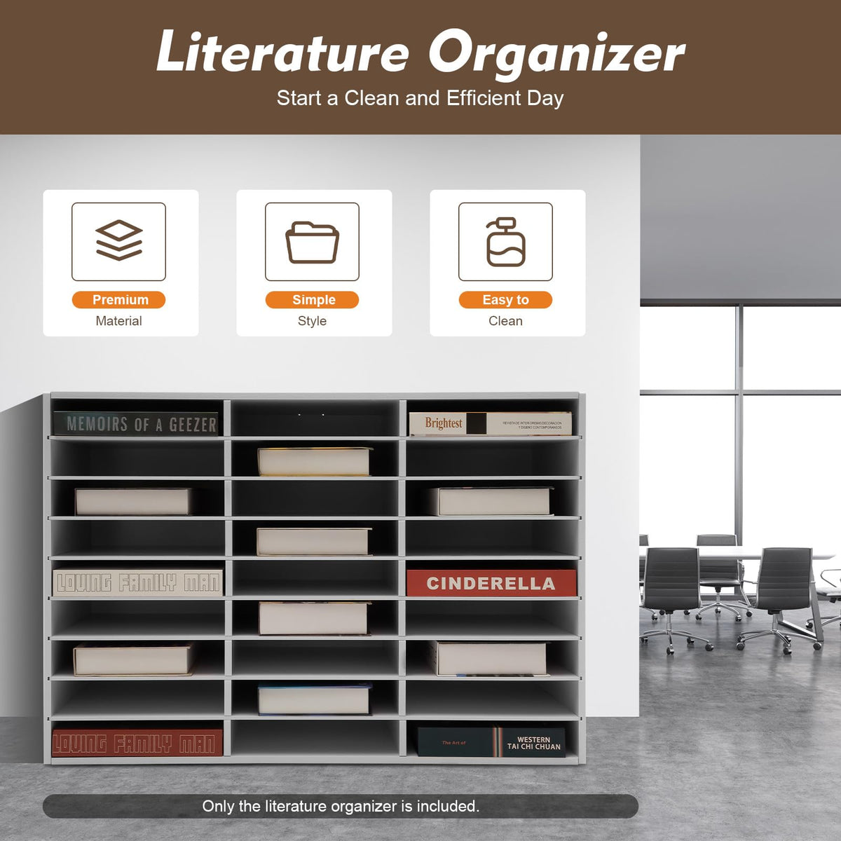 MhdunueSK Literature Organizers, 27 Compartments Office Mailbox with Adjustable Shelves, 9 Layer Mail Organizer for Home School Offices, Wood Literature Sorter 32x12x22 for Office(White, 27 Slots)