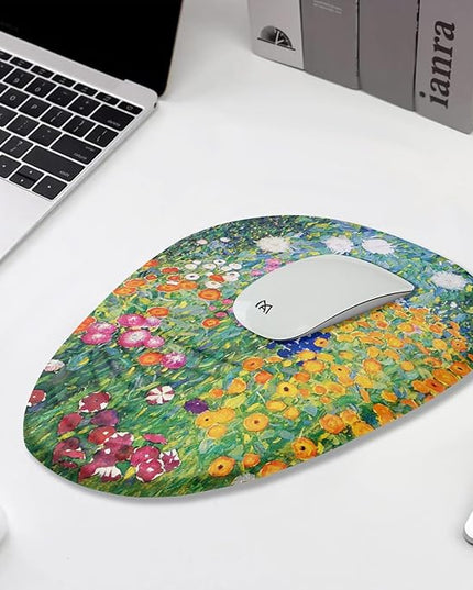 Mouse Pad, Cute Floral Mouse Pad with Wrist Rest Support and Non-Slip PU Base, Ergonomic Mousepad for Pain Relief, Office & Home, Computer, Oil Painting Flowers