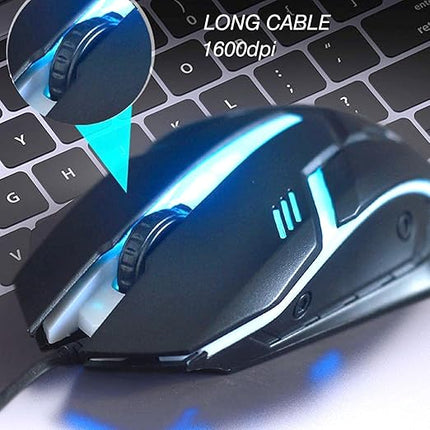 USB C 10FT Wired Mouse for Mac and Windows - 1600DPI Simple 3 Keys Wired Computer Mouse, Wired, Scroll Wheel Layout with Long Lines - Plug & Play for Laptops, PC Desktops, Laptops