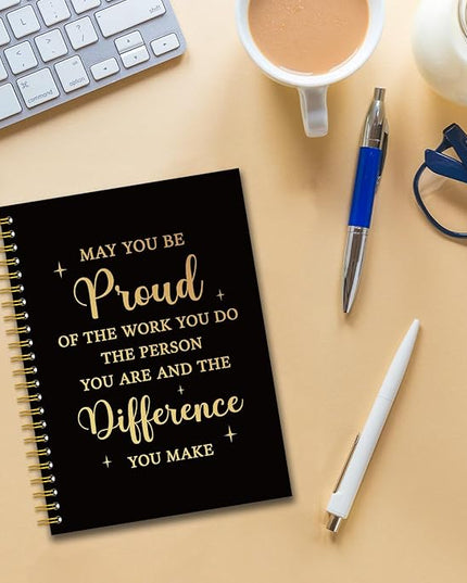 YAZMEEN Thank You Black Gold Spiral Notebook（160 Pages） May You Be Proud of The Work You Do Blank Hardcover Notebook Employee Appreciation Gift Inspirational Gift Retirement Leaving Gift for Coworker