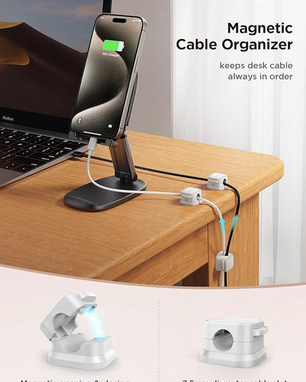 9 Pack Magnetic Cable Clips [Cable Smooth Adjustable] Cord Holder, Under Desk Cable Management, JOYROOM Adhesive Wire Holder Keeper Organizer for Home Office Desk Phone Car Wall Desktop Nightstand