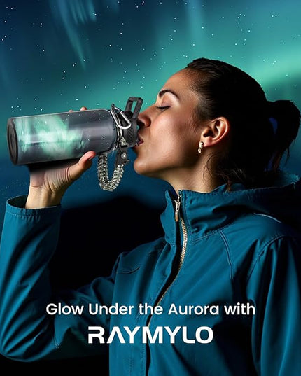 32oz Insulated Water Bottle, Triple Wall Vacuum Stainless Steel Water Bottles - Keeps Cold 48H, Reusable Metal water flask Jug for Gym, Sports, Camping, Hiking,Travel, Aurora-Green